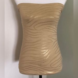 🖤EXPRESS Sz XS Tan/Beige & Gold Sexy Basic Strapless Bra Cami EUC